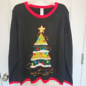 Holiday Time Ugly Christmas Sweater Light-Up Christmas Tree Women's Plus Size 2X